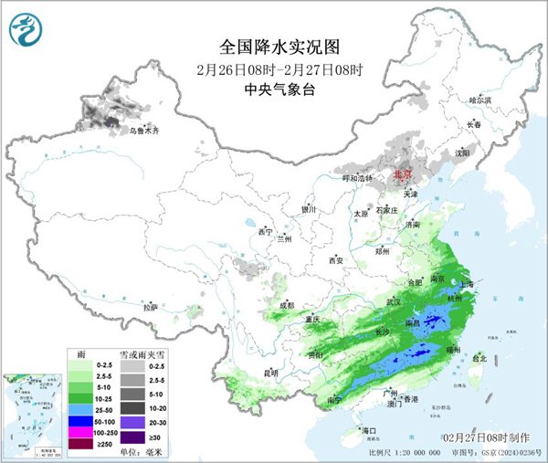 我国中东部未来十天雨雪频繁 明起新一轮大范围降水将至