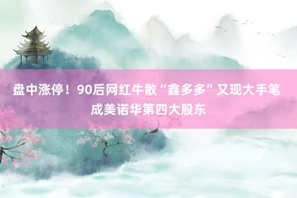 盘中涨停！90后网红牛散“鑫多多”又现大手笔 成美诺华第四大股东