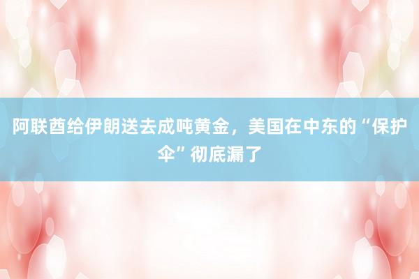 阿联酋给伊朗送去成吨黄金，美国在中东的“保护伞”彻底漏了