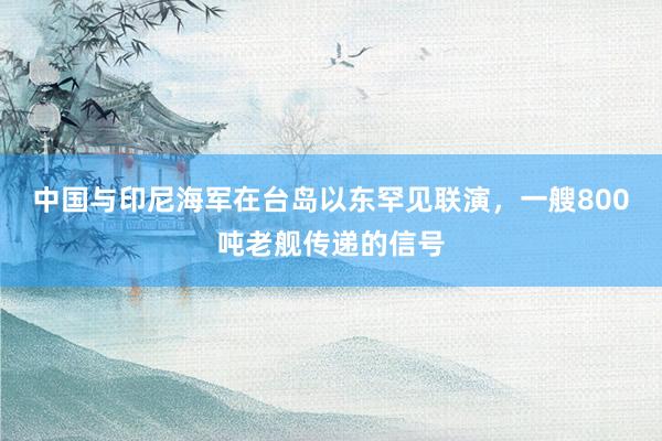 中国与印尼海军在台岛以东罕见联演，一艘800吨老舰传递的信号